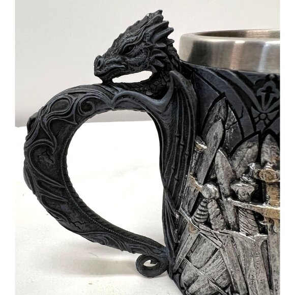 Game Of Thrones Inspired Dragon Handle Mug With Sword Design Stainless Steel Inn - Picture 3 of 7